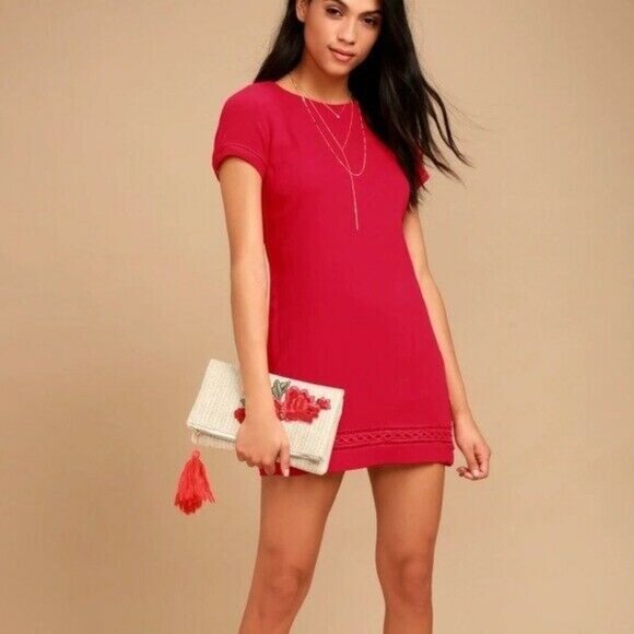Lulus Perfect Time Shift Dress in‎ Red Size Small - Picture 7 of 7